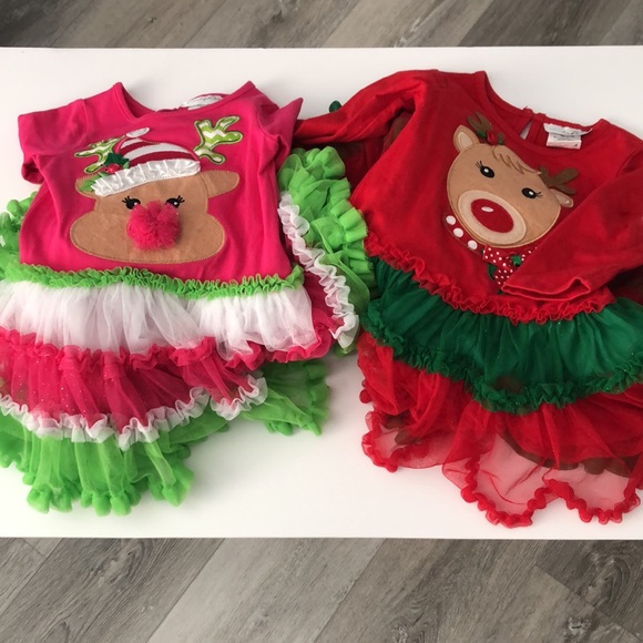 Emily Rose Other - Bundle of Two Emily Rose Reindeer Long-Sleeve Tops with Sparkle Tulle Size 2T🎄